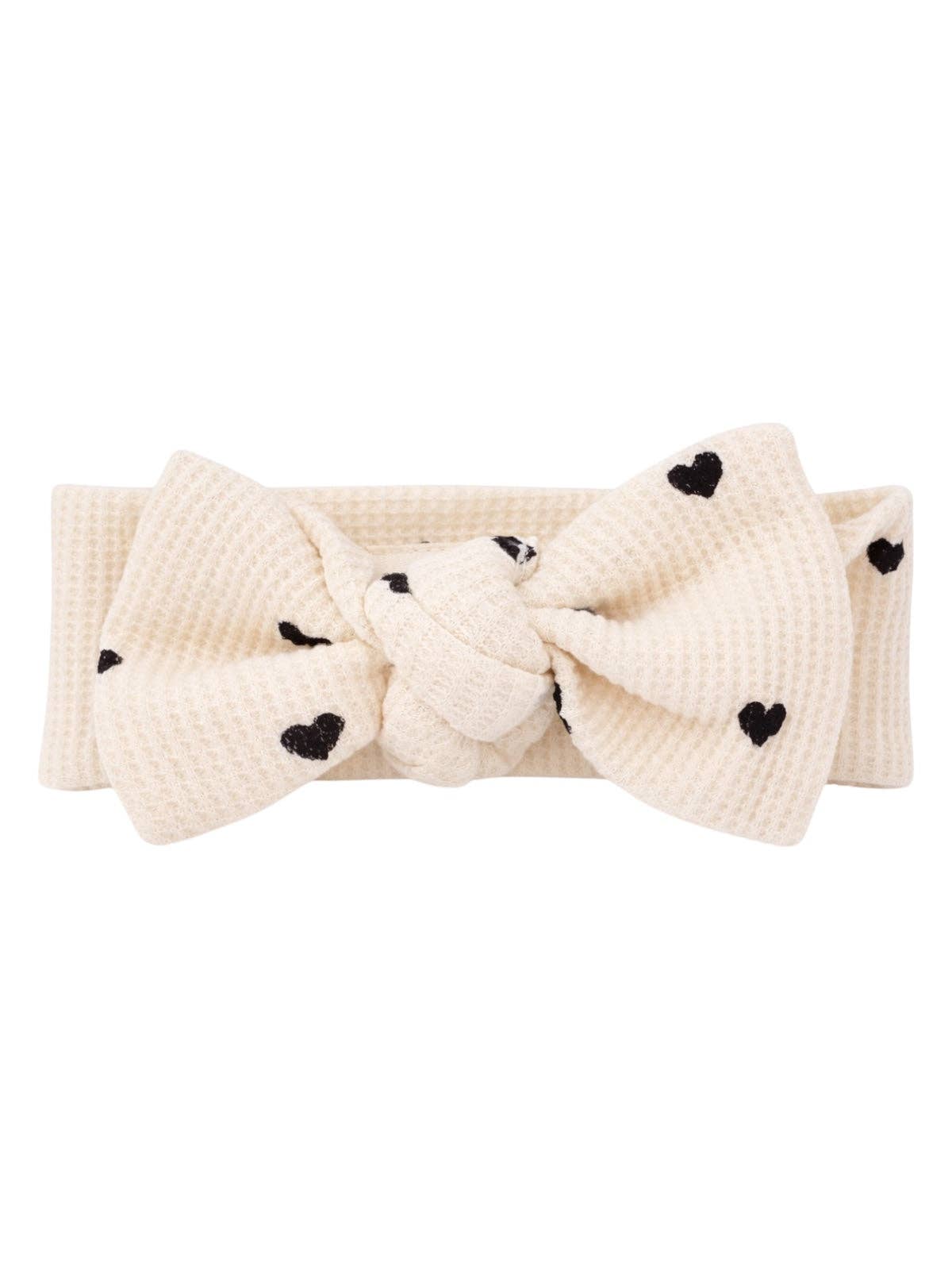 Waffle Knot Bow - Black Heart
