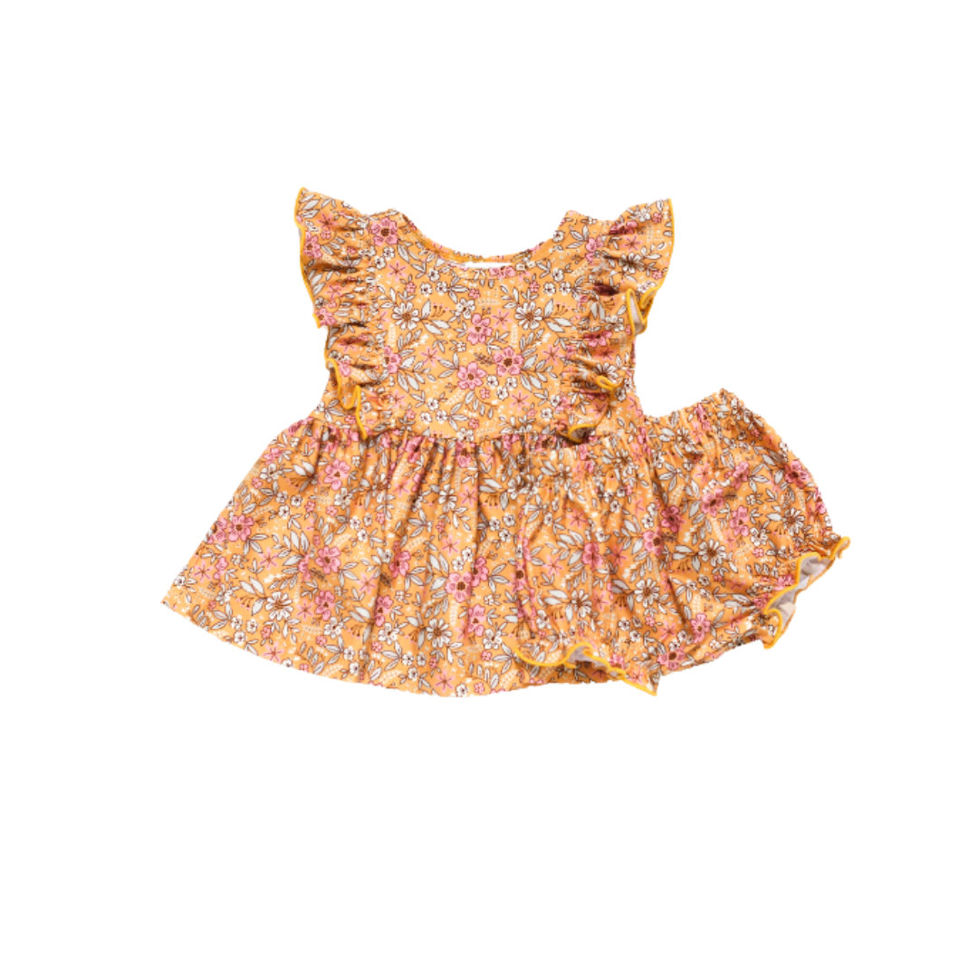 Ruffle Lap Dress Set | Maize Floral